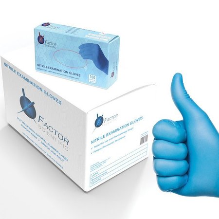 X Factor Scientific Nitrile Disposable Gloves, 4 mil Palm, Nitrile, Yes, S, 100 PK, Blue N2S-E-4